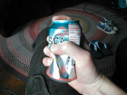 picture of hand crushing fresca can in frustrataion