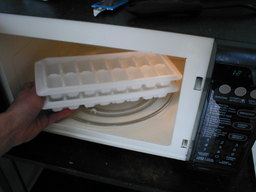 microwaving the trays for hot water