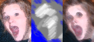 three pictures of girl face
